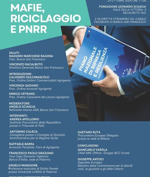 Banca San Francesco. Strategie di prevenzione nel seminario “Mafie, Riciclaggio e PNRR”